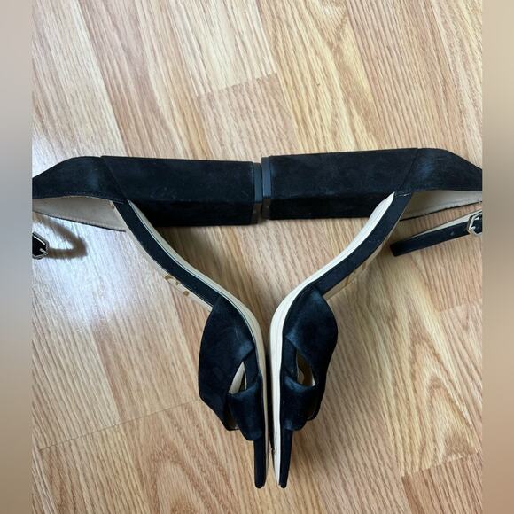 Sam Edelman Black Leather Peep Toe Yancy Ankle Strap Heel Sandal 9 - Picture 4 of 6